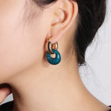 Multicolor Stone Thick Hoop Earrings Gem Huggie Statement Beads