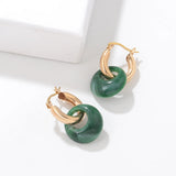 Multicolor Stone Thick Hoop Earrings Gem Huggie Statement Beads