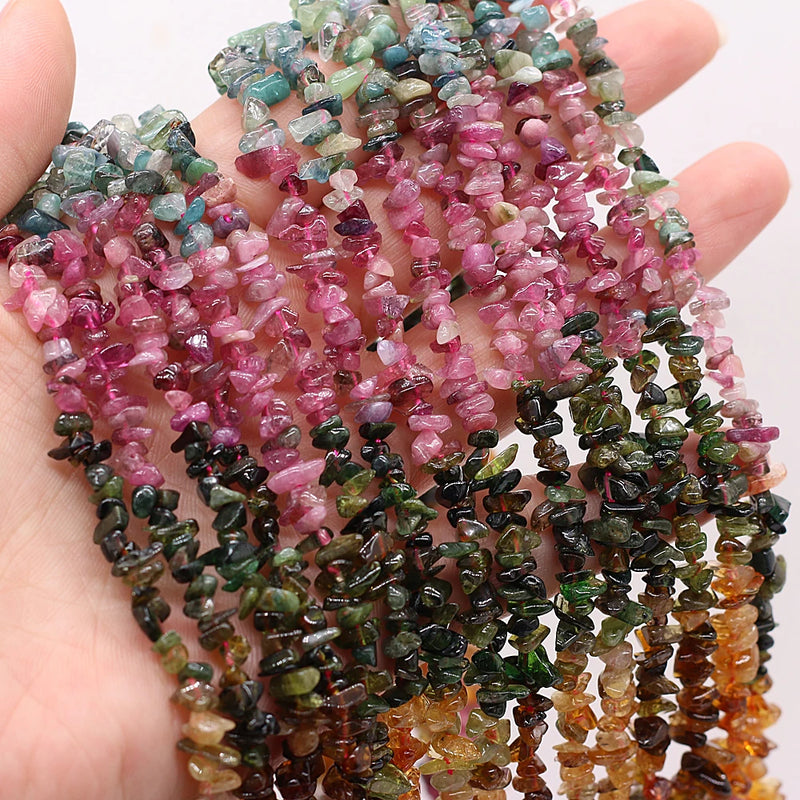 Natural Watermelon Rainbow Tourmaline Stone Beads Chip Loose Beads 15''