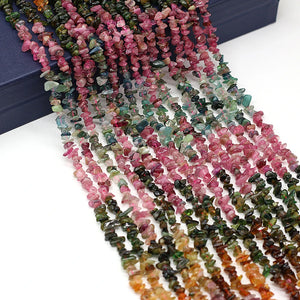 Natural Watermelon Rainbow Tourmaline Stone Beads Chip Loose Beads 15''