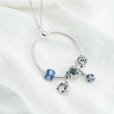Multicolor O Shape Charm Dangle 925 Sterling Silver Pendant