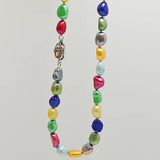 Multicolor Pearl Baroque Necklace 925 Sterling Silver Clasp