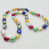 Multicolor Pearl Baroque Necklace 925 Sterling Silver Clasp