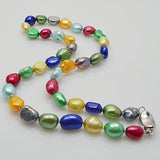 Multicolor Pearl Baroque Necklace 925 Sterling Silver Clasp