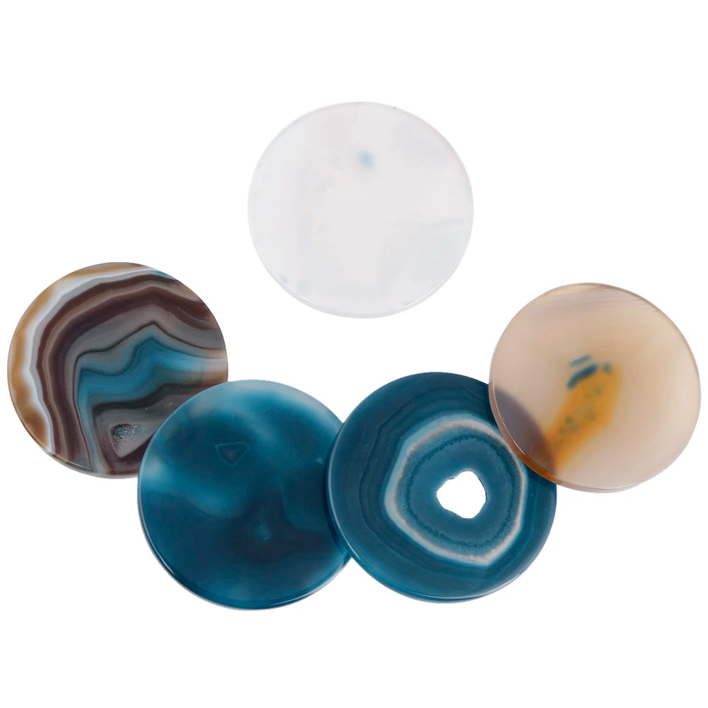 2 Pack Multicolor Polished Agate Slices Geode Stone Place Cards