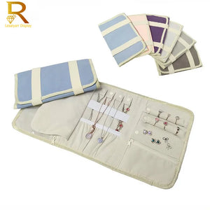 Multicolor Jewelry Case Travel Organizer Roll Rings Necklaces Earrings Storage