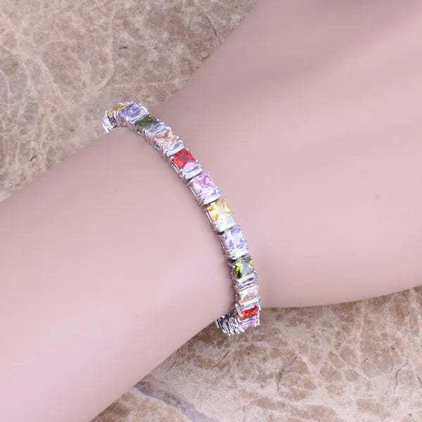 Purple Cubic Zirconia Bracelet 7 inch S0309