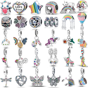Multicolor Rainbow Palette Charm for Bracelet Necklace 925 Silver Jewelry