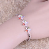 Multicolor Red Garnet Silver Plated Chain Bracelet 7-8 inch