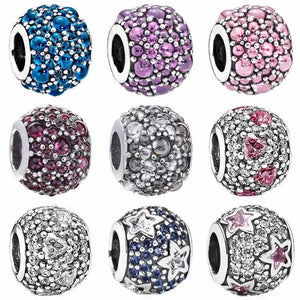Multicolor Shimmering Droplet & Heart Bracelet with Crystal Beads