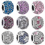 Multicolor Shimmering Droplet & Heart Bracelet with Crystal Beads