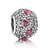 Multicolor Shimmering Droplet & Heart Bracelet with Crystal Beads