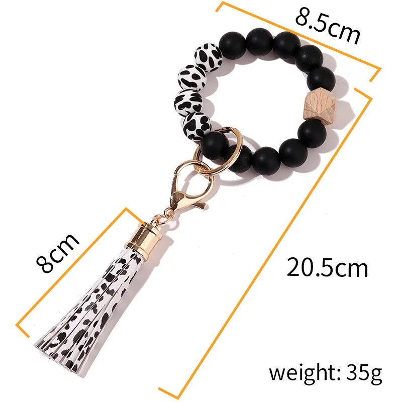 Multicolor Silicone Keychain Charms Tassel Beads Keychain Women Accessories
