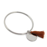 Multicolor Tassel Bangle Round Blank Charm Laser Name Logo Word Accessories