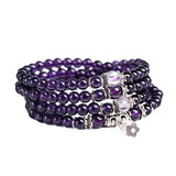 Tibetan Buddhist Purple Crystal 108 Natural Stones Beads Bracelet Men Women