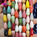 Multicolor Water Droplets Ceramic Beads 20x10mm