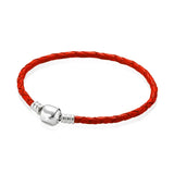 Multicolor Woven Leather Bracelet with Ball Clasp