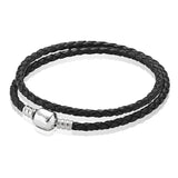 Multicolor Woven Leather Bracelet with Ball Clasp
