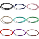 Multicolor Woven Leather Bracelet with Ball Clasp