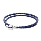 Multicolor Woven Leather Bracelet with Ball Clasp