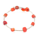 Multicolor Square Gemstone Bracelet Stainless Steel Bangle Jewelry GB015