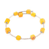 Multicolor Square Gemstone Bracelet Stainless Steel Bangle Jewelry GB015
