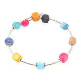 Multicolor Square Gemstone Bracelet Stainless Steel Bangle Jewelry GB015