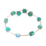 Multicolor Square Gemstone Bracelet Stainless Steel Bangle Jewelry GB015