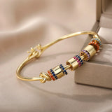 Multicolor Zircon Stainless Steel Bangles Women Geometry Slidable Bracelets