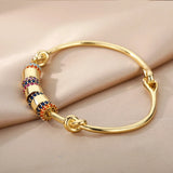 Multicolor Zircon Stainless Steel Bangles Women Geometry Slidable Bracelets