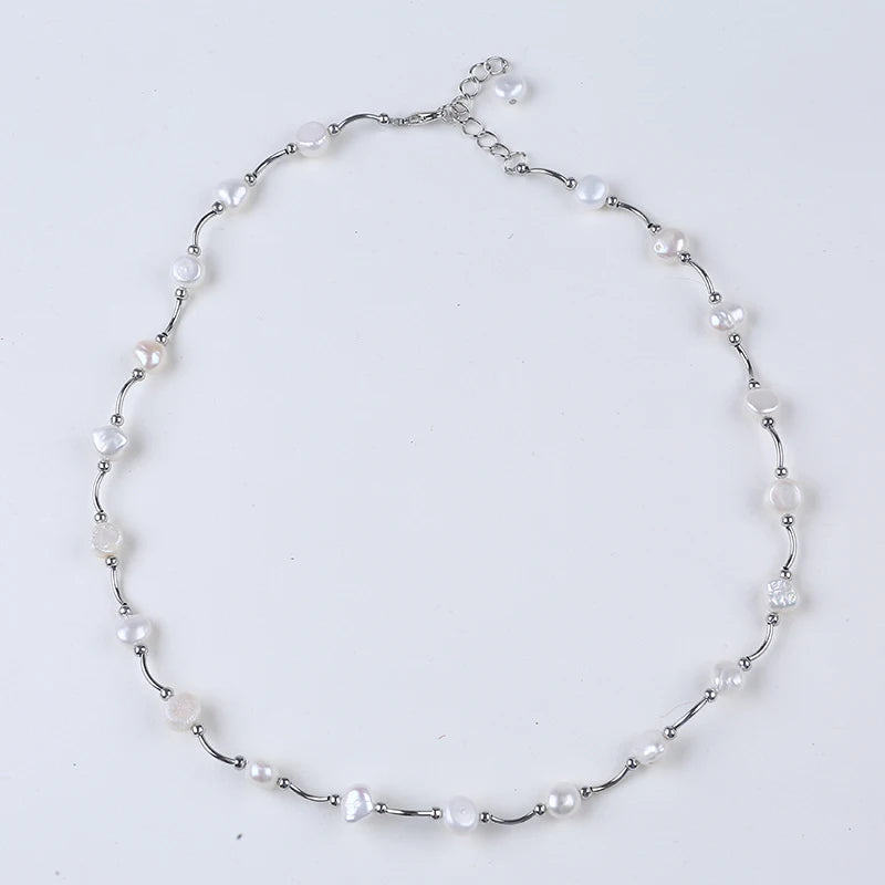 Multicolor Freshwater Pearl Tube Chain Necklace