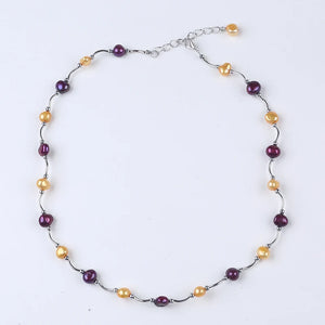 Multicolor Freshwater Pearl Tube Chain Necklace