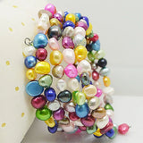Multicolor 4-Row Freshwater Pearl Bracelet 7-9mm Baroque Jewelry