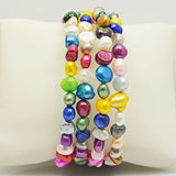 Multicolor 4-Row Freshwater Pearl Bracelet 7-9mm Baroque Jewelry