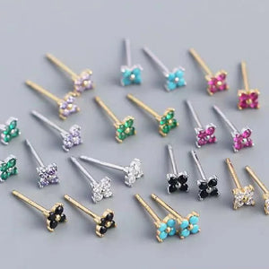 Crystal Snowflake Silver Earring Studs for Women