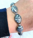 Multicolor Turquoise Jade Silver Stone Bracelet 7.5''