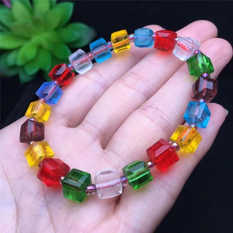 Multicolored Glass Sugar Cube Bracelet Shine Bracelet Jewelry