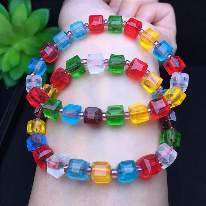 Multicolored Glass Sugar Cube Bracelet Shine Bracelet Jewelry