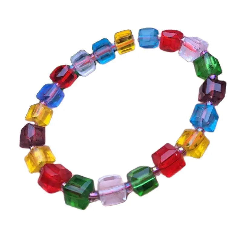 Multicolored Glass Sugar Cube Bracelet Shine Bracelet Jewelry