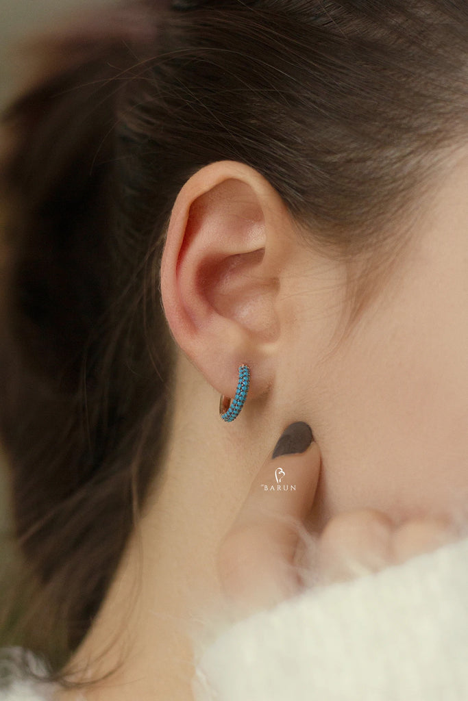 Rainbow Hoop Earrings 925 Sterling Silver Fine Jewelry Gift