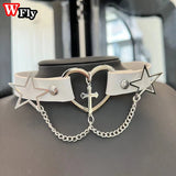 Multicolored Star Cross Leather Necklace