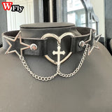 Multicolored Star Cross Leather Necklace