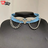 Multicolored Devil Wings Collar Necklace Skull Punk Gothic Lolita Y2K