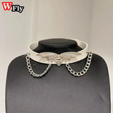 Multicolored Devil Wings Collar Necklace Skull Punk Gothic Lolita Y2K