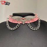 Multicolored Devil Wings Collar Necklace Skull Punk Gothic Lolita Y2K