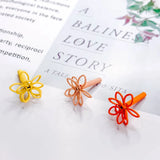 10pcs Flower Shape Hollow Wirewound Stud Earrings, DIY Jewelry Finding Supplies