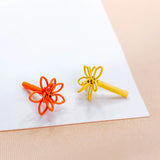 10pcs Flower Shape Hollow Wirewound Stud Earrings, DIY Jewelry Finding Supplies