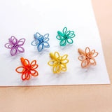 10pcs Flower Shape Hollow Wirewound Stud Earrings, DIY Jewelry Finding Supplies