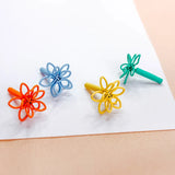 10pcs Flower Shape Hollow Wirewound Stud Earrings, DIY Jewelry Finding Supplies