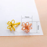 10pcs Flower Shape Hollow Wirewound Stud Earrings, DIY Jewelry Finding Supplies